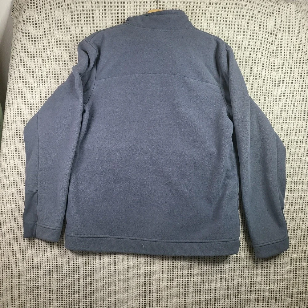 North Face Jacket Mens Medium Gray Fleece Full‎ Zip Outdoor Blue Zipper Pockets
